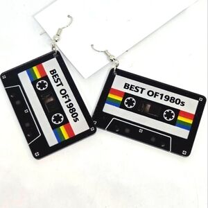 Cassette Tape Plastic Earrings Best of '80s Retro Look